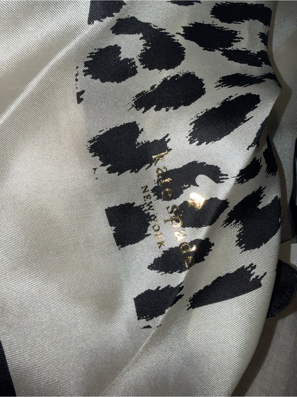 kate spade Black & Cream/Ivory Leopard-Print Silk Twilly Scarf